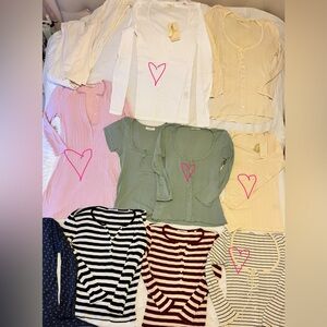 Bundle for Erika, tops with pink heart only, Traveler not included